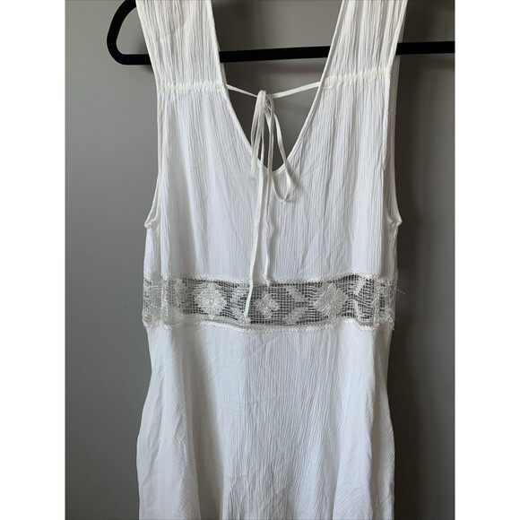 Free People Dress white a-line medium sleeveless tiered back tie crochet waist - Picture 9 of 14